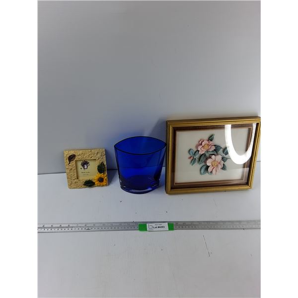 Glass Vase, Picture Frame, Framed Picture - 12'' x 10.5''