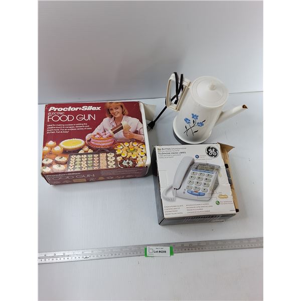 Proctor Silex Electric Food Gun, Kettle, General Electric Telephone - As Is