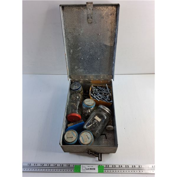 Metal Box with Assorted Hardware