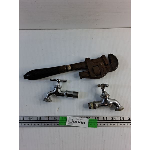 Pipe Wrench and (2) Taps