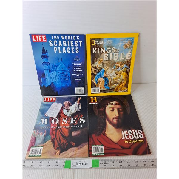 (4) Magazines- Life, National Geographic, History