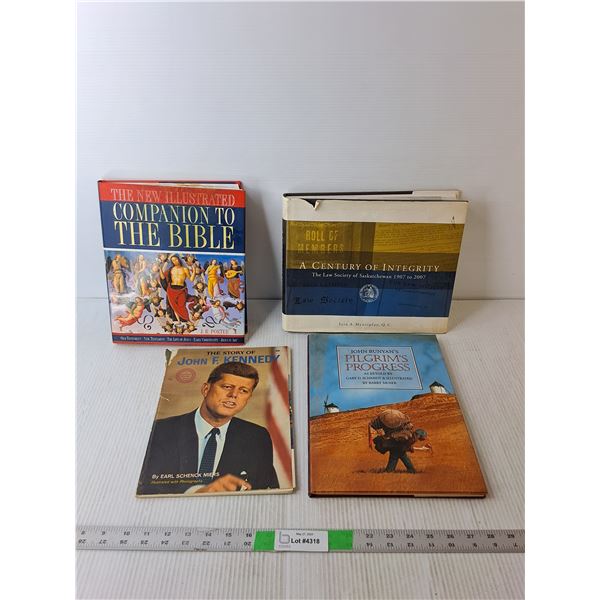 (4) Books- Bible Companion, Pilgrim's Progress, JFK, Law Society of Sask.