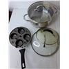 Image 3 : Kitchen Lot- Egg Poacher, Strainer, Pot, Misc.
