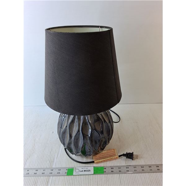 Black Glass Lamp 17" Tall, Working