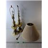 Image 1 : (2) Gold Colored Metal Lamps with Shades 26" Tall-Power On  -  Pick Up Only