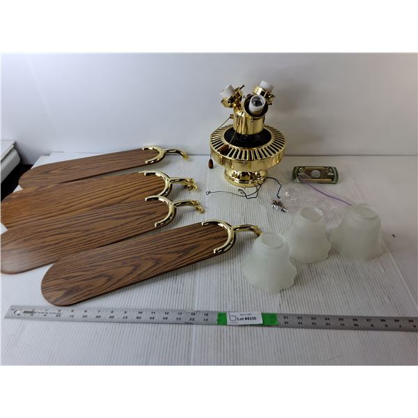 Wood and Gold Colored Ceiling Fan  -  Pick Up Only