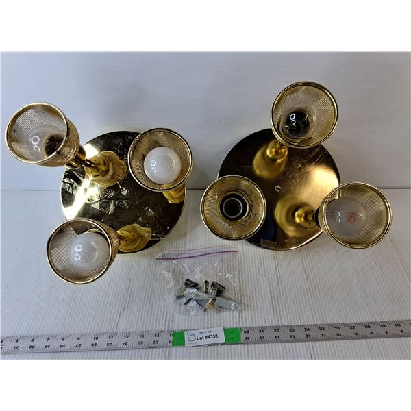 (2) Nadair Gold Colored Ceiling Light Fixtures