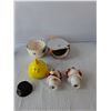Image 2 : Ceramic Decorative Items- Salt & Pepper Shakers, Storage, Glass Bell, Misc.