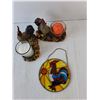 Image 2 : Rooster Painted Glass Decor, (2) Candleholders, Expo 67 Dish,  Misc.