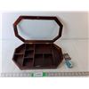 Image 1 : Wood & Glass Jewelry Box, Sentry Earbuds-New