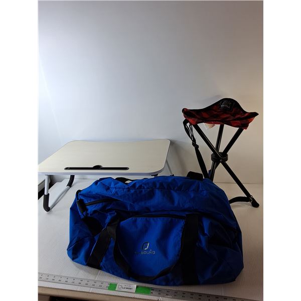 Folding Table 11" Tall, Kuma Collapsible Stool & Outbound Duffel Bag