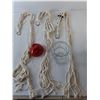 Image 2 : (3) Macrame Plant Hangers, Camping Mat, Glass Cookie Jar
