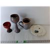 Image 1 : (2) Ceramic Goblets, Pitcher & Decorative RCMP Plate 8.5"