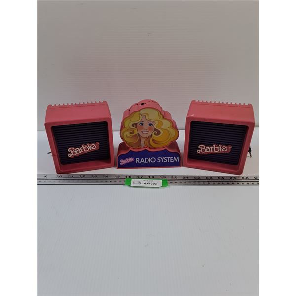 Retro Barbie Radio System w/Two Speakers - Untested, May Need Batteries, As Is