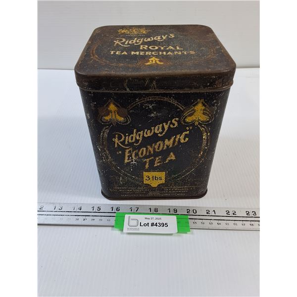 Vintage Ridways Royal Tea Merchants Tin - 7" x 6" x 6"