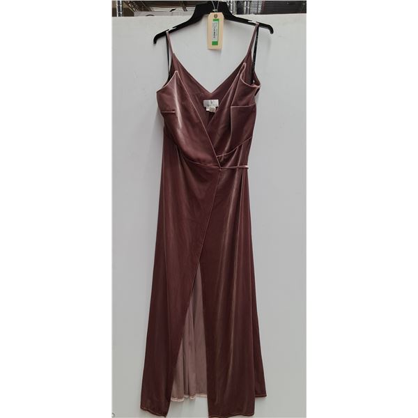 * Sorella Vita Pink Velour Wrap Around Tied Formal/Prom Dress - Size 14