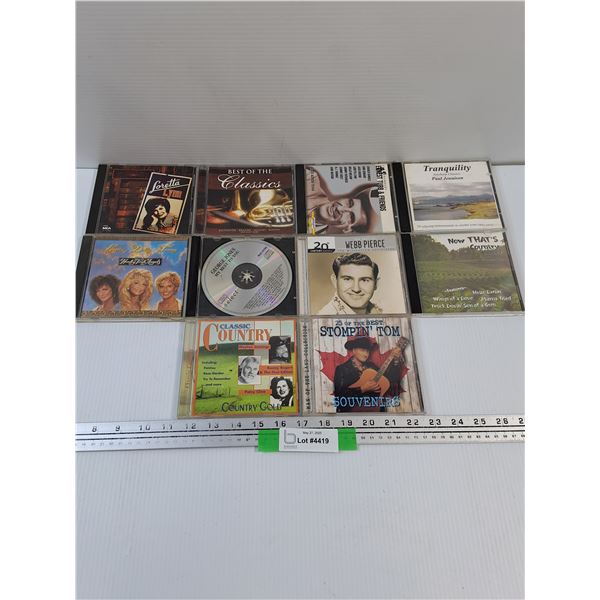 (10) CDS: Country & Classical - Loretta Lynn, Mozart, Stompin Tom, Webb Pierce, Misc