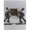 Image 1 : (2) Table Decor Stuffed Chickens, Wood Framed Sign "Not My Coop, Not My Poop",