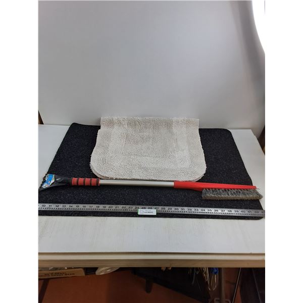 Door Mat 35" x 24", Bath Mat 36" x 20", Ice Scraper/Snow Brush