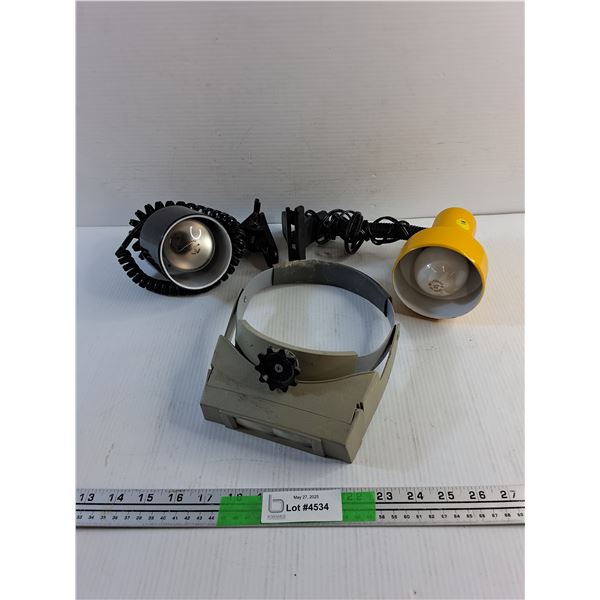 Jewelers Magnifyers and (2) Clip On Lamps - As Is
