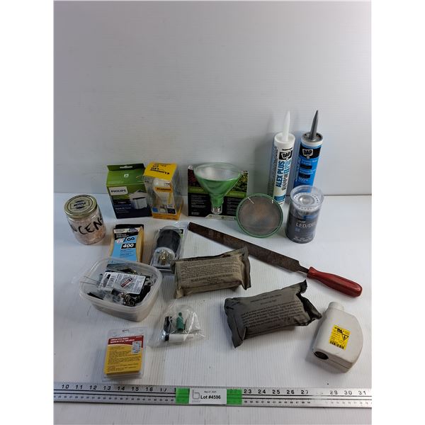 Sanding Sponge, Light Bulbs, Metal File, Staples, Silicone Sealants and Misc