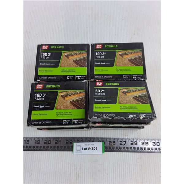 (8) 1L Boxes of 3" Box Nails (7 Unopen)