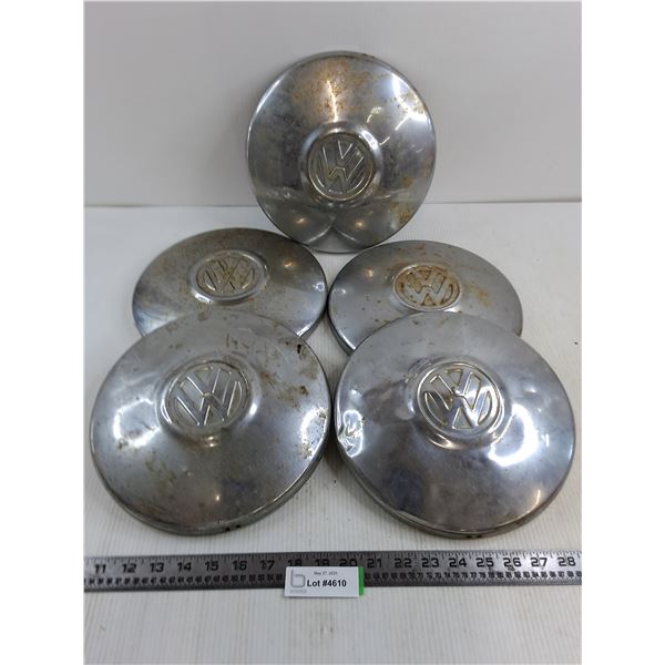 (5) Vintage Volkswagen Wheel Caps - 10" Dia