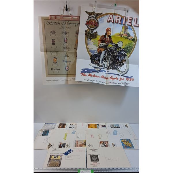 (16) Various Motorcycle Posters & Parts Magazine Orders - Ducati, Norton, British Motorcycles, Misc