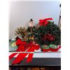 Image 1 : Christmas Lot: Wreath, Santa, Tree Stand, Book, Ribbon & Bows, Misc