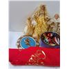Image 2 : Christmas Lot: Angels, Tree Skirt, Ornaments in Tin, Poinsettas, Misc