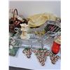 Image 3 : Christmas Lot: Angel Hot Pads, Sleighs, Pine Cone Basket, Santa Boots, Angel Candle Holder, Misc