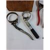 Image 4 : Wooden Storage Box, (4) Oil Filter Wrenches, Oil Filter Pliers