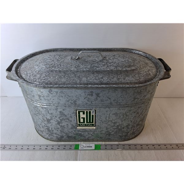 Galvanized Boiler with Lid 12" Tall x 25" Long, Cannot Ship
