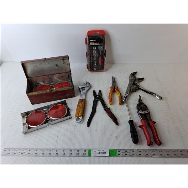 Tool Lot- Socket Set, Wire Stripper, Pliers, Misc.