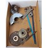 Image 3 : (3) C-Clamps, Brush Tool Lot- Wire Wheel, Cutting Disc, Misc.
