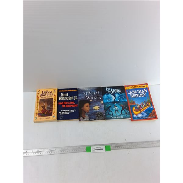 (5) Books - Ninth Ward, Eye Of The Storm, Bathroom Book Of Canadian History, Misc