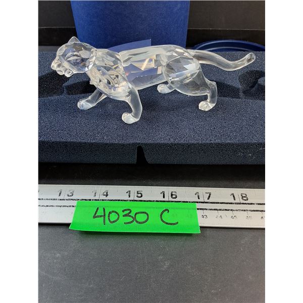# Swarovski Crystal - Cougar Figurine w/Box & Certificate - 5.5" x 2.5"
