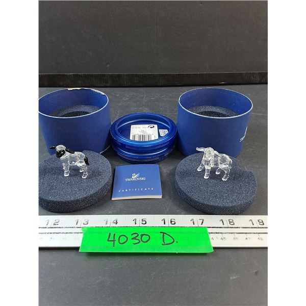 # Swarovski Crystal - (2) Sheep Figurines w/ Boxes - 1.5" x 1"