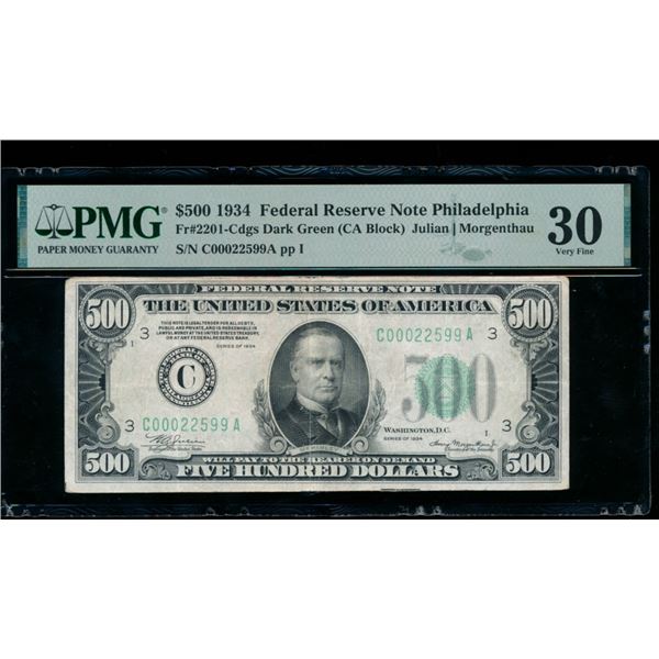 1934 $500 Philadelphia FRN PMG 30