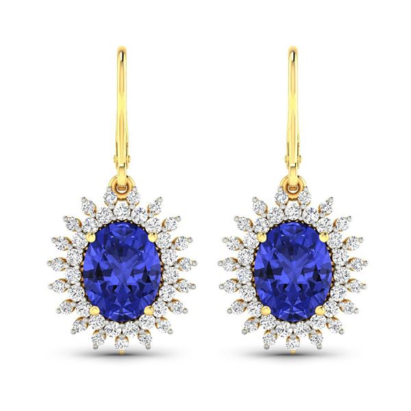 14KT Yellow Gold 2.82ctw Tanzanite and Diamond Earrings