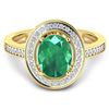 Image 2 : 14KT Yellow Gold 1.53ctw Zambian Emerald and Diamond Ring