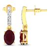 Image 4 : 14KT Yellow Gold 1.7ctw Ruby and Diamond Earrings