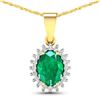 Image 1 : 14KT Yellow Gold 1.1ctw Zambian Emerald and Diamond Pendant