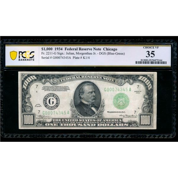 1934 $1000 Chicago FRN PCGS 35