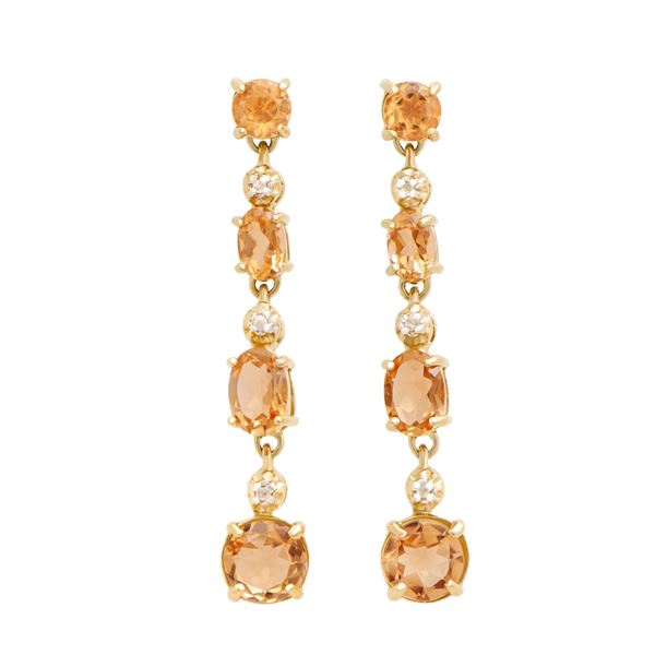 Plated 18KT Yellow Gold and Sterling Silver 5.40ctw Citrine Earrings