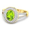 Image 2 : 14KT Yellow Gold 1.05ctw Peridot and Diamond Ring