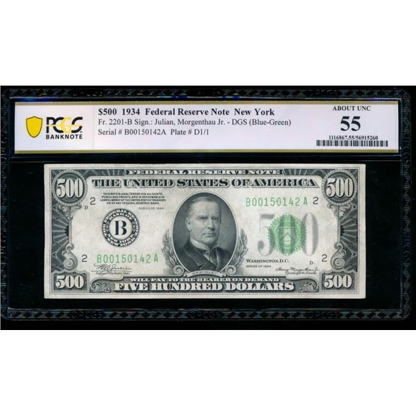1934 $500 New York FRN PCGS 55