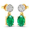 Image 2 : 14KT Yellow Gold 1.12ctw Zambian Emerald and Diamond Earrings