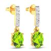 Image 3 : 14KT Yellow Gold 1.26ctw Peridot Topaz and Diamond Earrings