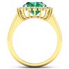 Image 4 : 14KT Yellow Gold 3.14ctw Zambian Emerald and Diamond Ring